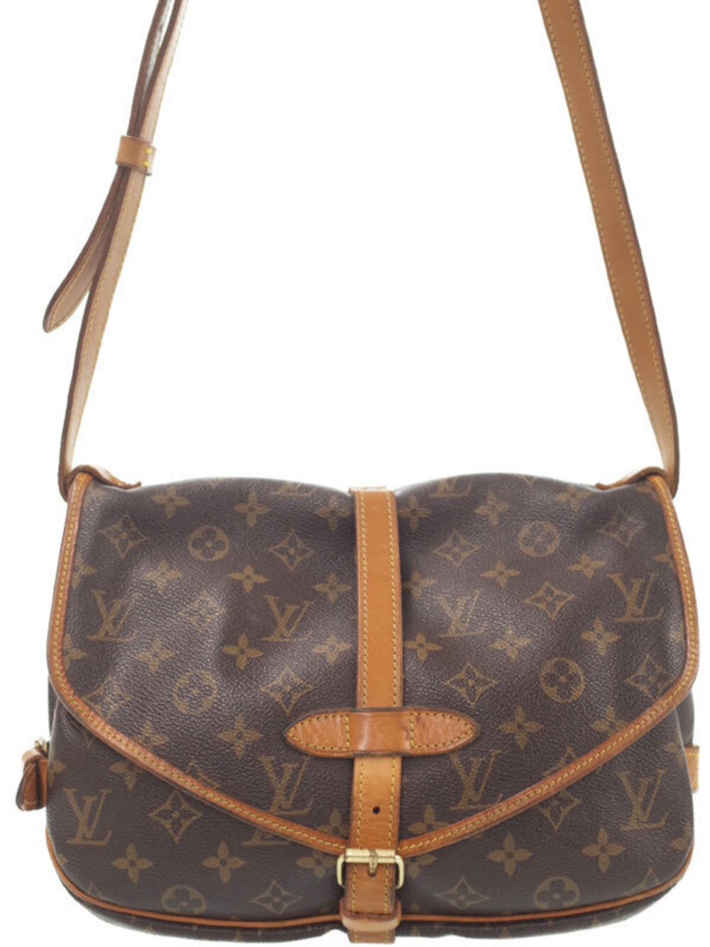 Louis Vuitton Monogram Saumur Crossbody Bag Canvas Leather Brown